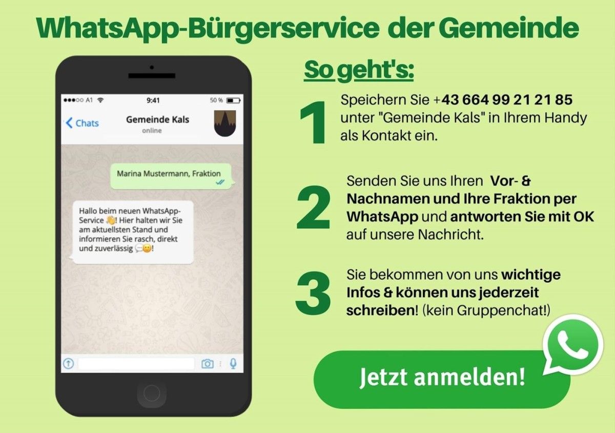 Anleitung Anmeldung WhatsApp Bürgerservice